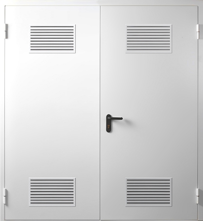 Противопожарная двустворчатая дверь с вентиляцией на 2 полотна